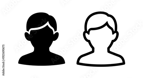 Front-facing user icons, solid and outlined, representing people or profiles.