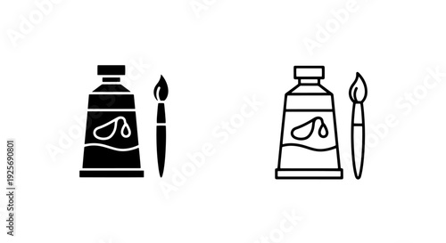 Paint Tube and Brush Icons, representing art supplies and creative endeavors.