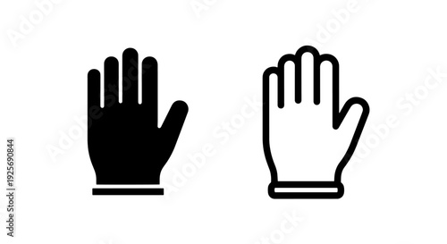Protective Hand Glove Icon in Solid and Outline Versions for Safety and Hygiene