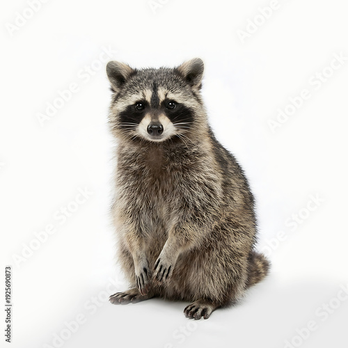 Raccoon isolated on white Background Funny Common Raccoon Sitting