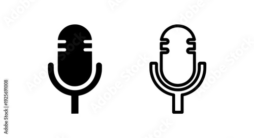 Modern Microphone Icon Vector for Audio Recording, Podcast, and Broadcast Applications