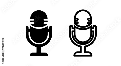 Professional Studio Microphone Vector Icon for Music Production and High-Fidelity Audio