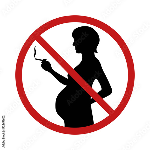 No smoking during pregnancy sign vector illustration for health and safety awareness campaign design