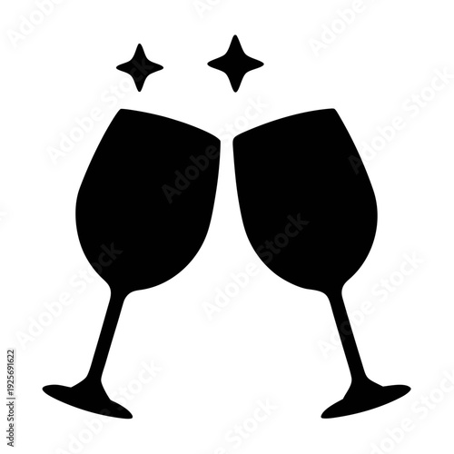 Celebrate with wine glasses cheers toasting and sparkling stars vector illustration art design