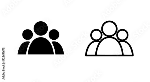 A group of three people icons representing community, team, and user profiles in a modern vector style.