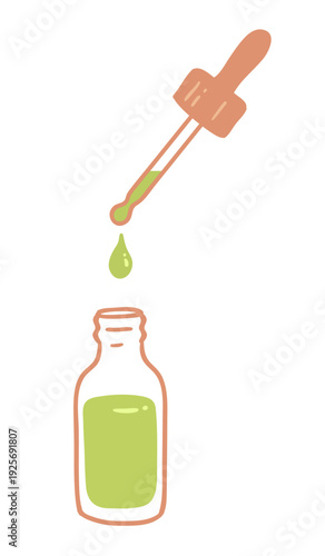 Vector illustration of cosmetic serum bottle. Flat design beauty container isolated object.