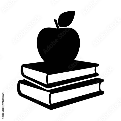 Illustration of back to school books and apple for education and learning concepts design element