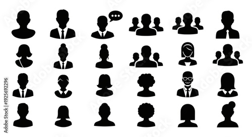 Collection of Diverse Human Profile Icons Representing People.
