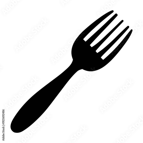 Fork utensil dining cutlery flatware restaurant kitchenware eating tool silhouette design vector