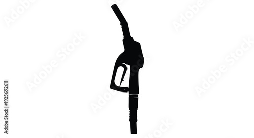 Black gas pump nozzle isolated on a white background silhouette