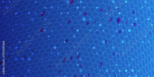 Abstract Digital Blue Hexagons Pattern Business or Science Research Background. Medical or Tech Innovation Online Webinar Presentation Event. Conference or Forum Vector Illustration Backdrop.