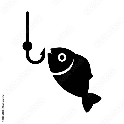 Fishing graphic vector illustration for angling sport fish hook and catch design element icon art