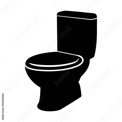 Black and white toilet bowl vector illustration for bathroom fixture and plumbing needs design element