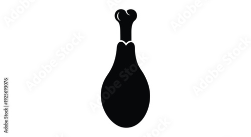 A simple black silhouette of a turkey drumstick illustration