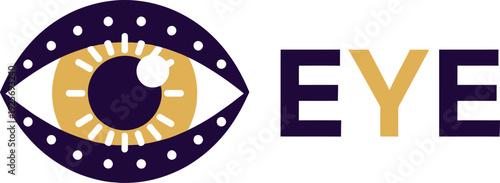 Stylized illustration of an eye with text EYE in bold letters next to it