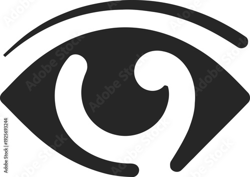 Stylized human eye icon with eyebrow graphic design element for interface  simple illustration