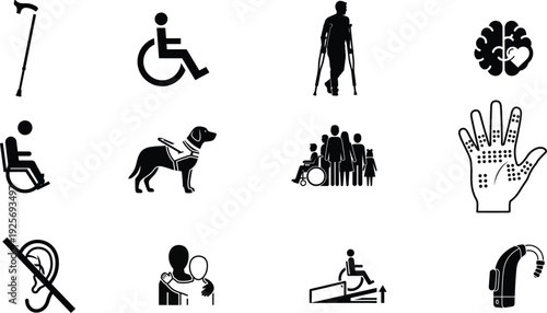 Silhouette icons for accessibility and disability awareness