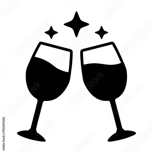 Celebration toast with wine glasses vector illustration for party cheers and special events design