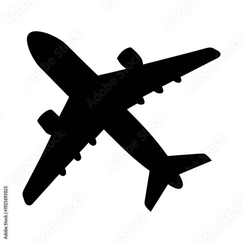 Airplane silhouette vector graphic for travel design and aviation related projects and designs