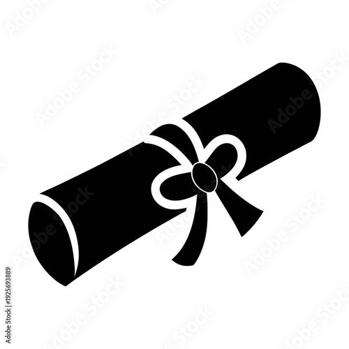 Graduation diploma scroll with ribbon vector illustration for education and achievement award ceremony