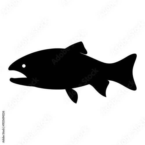 Black silhouette of a fish vector illustration aquatic animal fishing icon sea life graphic design