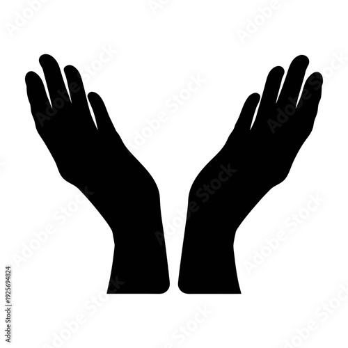 Two hands reaching up graphic vector illustration for design and creative projects black silhouette art