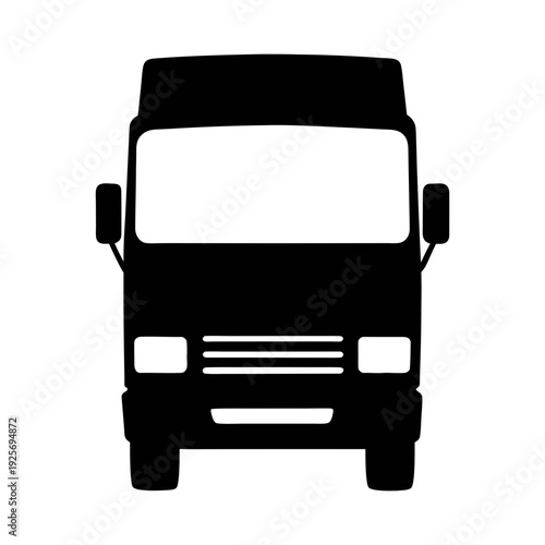 Isolated black truck vector illustration for transportation and logistics design element, auto vehicle  