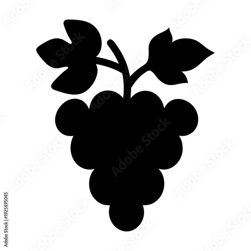 Isolated vector illustration of grapes bunch with leaves for wine industry and vineyard design