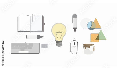 Minimal graphic design tools and creativity concept vector illustration