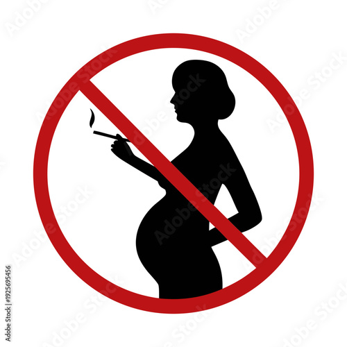 No smoking while pregnant sign vector illustration for health and safety awareness campaign design