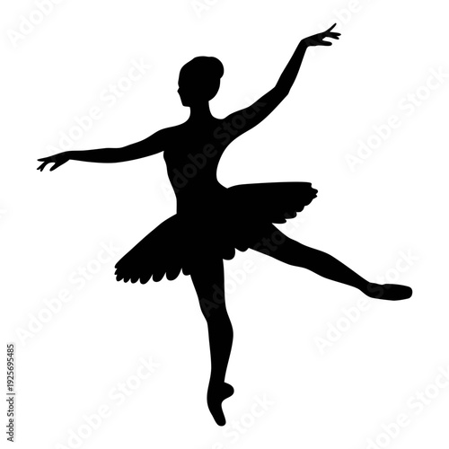 Silhouette of ballerina dancer in elegant pose for dance studio or ballet school design vector art