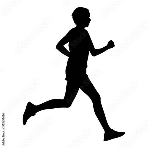 Silhouette of runner sprinting fast in marathon race for fitness and health training exercise