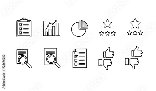Editable Stroke Evaluation and Assessment Icons Set with Checklist Charts and Ratings