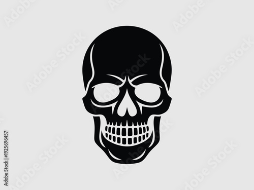A black skull icon on a plain background, symbolizing danger or warning