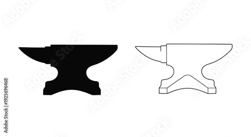 Two anvil depictions one solid black a striking silhouette