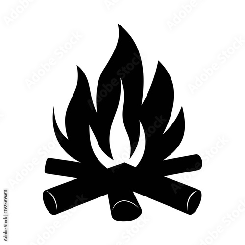 Campfire flame vector illustration for outdoor adventure and camping design graphics element