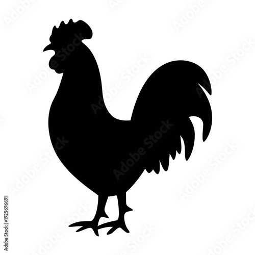 Black rooster silhouette vector image for farm animal graphics and poultry design projects download now