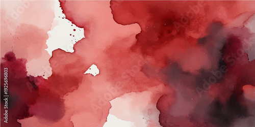 An abstract red watercolor background features a vintage world map illustration with grunge textures and ink splashes on antique paper