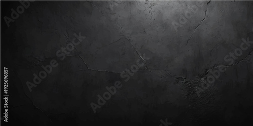 A blank dark grunge metal background with a textured old black concrete wall pattern and vintage grey paper surface design providing copy space for a dirty rough backdrop