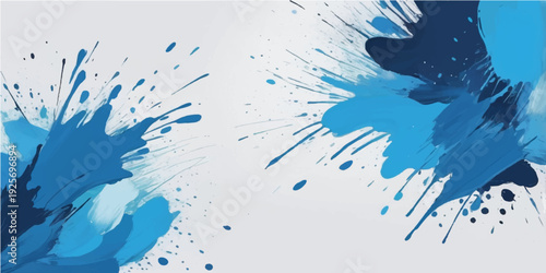 Abstract blue watercolor background featuring artistic ink splashes and a grunge liquid texture vector illustration