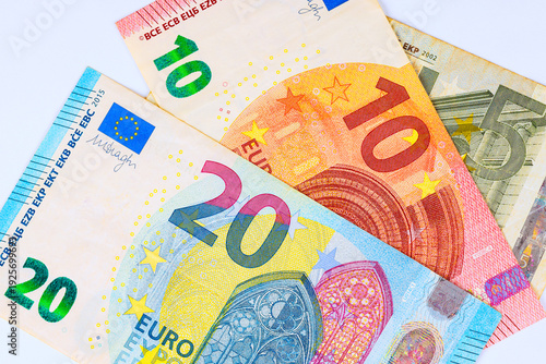 Variety of euro cash banknotes, currency European money bills, for business transactions are available