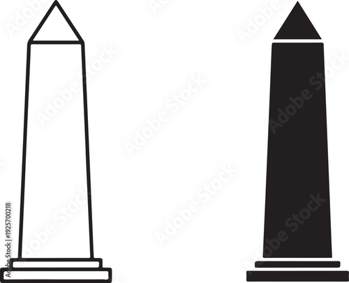 Obelisk line and solid black silhouette line silhouette monument ancient Egyptian