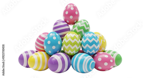 Easter eggs isolated on transparent background colorful decorated easter eggs