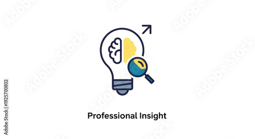 Professional insight concept with light bulb brain and magnifying glass