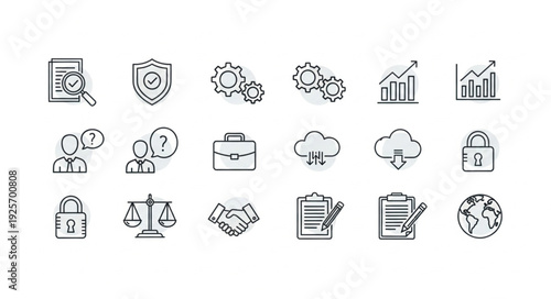 Collection of Business Icons Representing Various Concepts.
