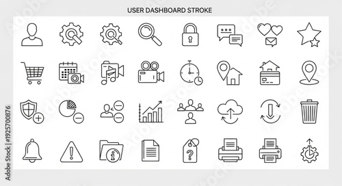 Collection of business and technology icons in sketch style.