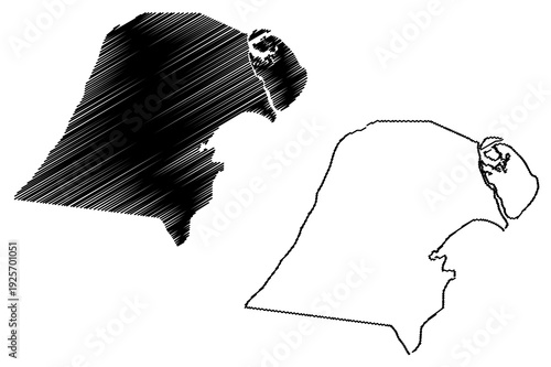 Jahra Governorate (State of Kuwait, Governorates of Kuwait) map vector illustration, scribble sketch Jahra map