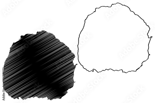 Lake Bosumtwi (Africa, Republic of Ghana) map vector illustration, scribble sketch map