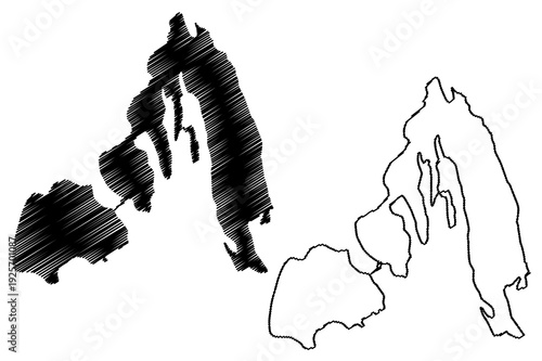 Lake Afambo and Bario (Africa, Federal Democratic Republic of Ethiopia) map vector illustration, scribble sketch map