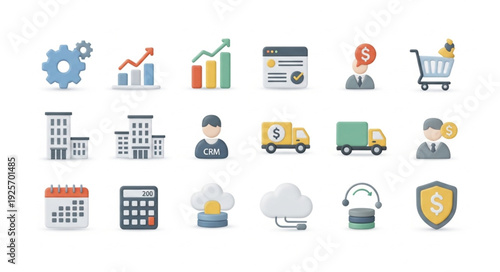 Collection of Business and Finance Icons Representing Various Concepts.